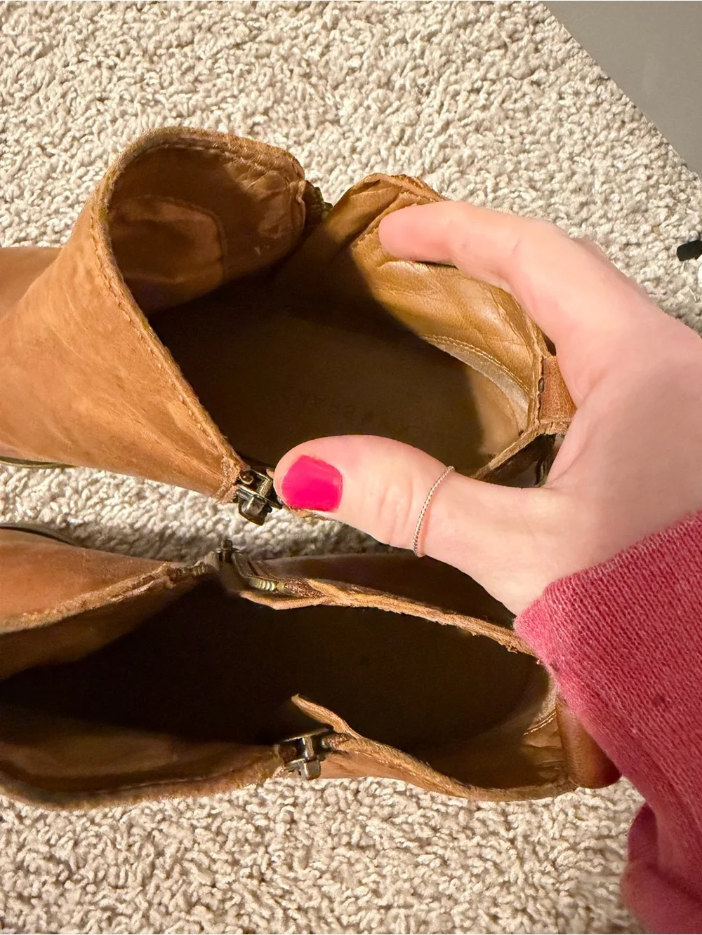 Women’s Lucky Brand Tan Leather Ankle Boots with Side Zip